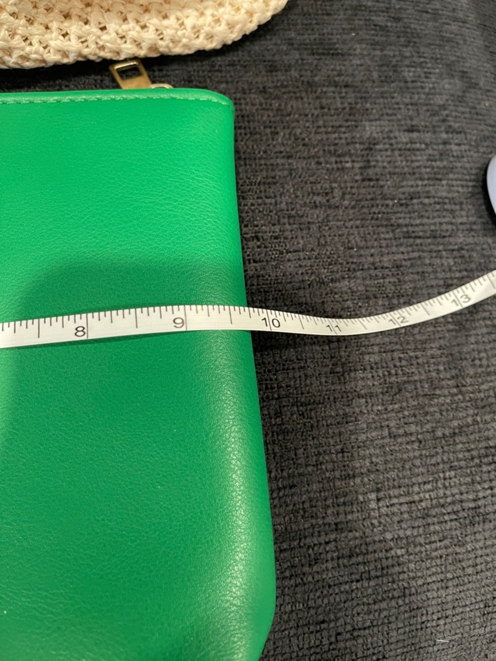 NWOT...MMS Design Studio Cream Woven Tote with Bright Green Trim and Pouch - Picture 4 of 9